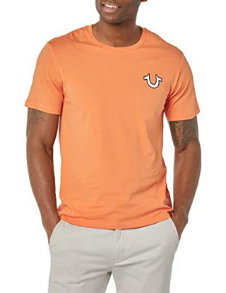 Picture of True Religion mens Buddha Logo Short Sleeve Tee T Shirt, Orange, Large US