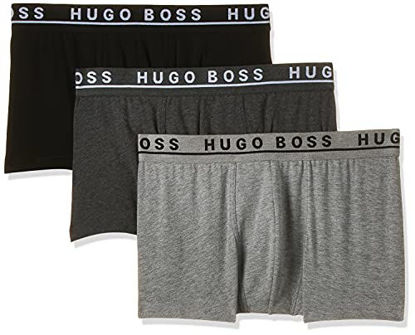 Picture of BOSS Men's 3-Pack Stretch Cotton Regular Fit Trunks, Gray/Charcoal/Black, Large