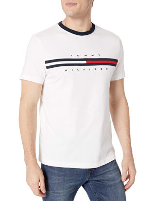 Picture of Tommy Hilfiger mens Short Sleeve Logo T-shirt T Shirt, Bright White, 5X-Large Big US