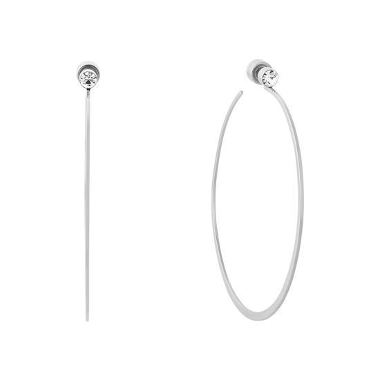 Picture of Michael Kors Women's Silver Tone Whisper Hoop Earrings, SILVER GLITZ (Model: MKJ6000040)