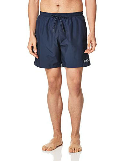 Picture of Hugo Boss mens Medium Length Quick Dry Swim Trunks, Navy, XX-Large US