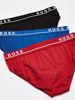 Picture of BOSS Men's 3-Pack Classic Regular Fit Stretch Briefs, Red/Navy/Black, Medium