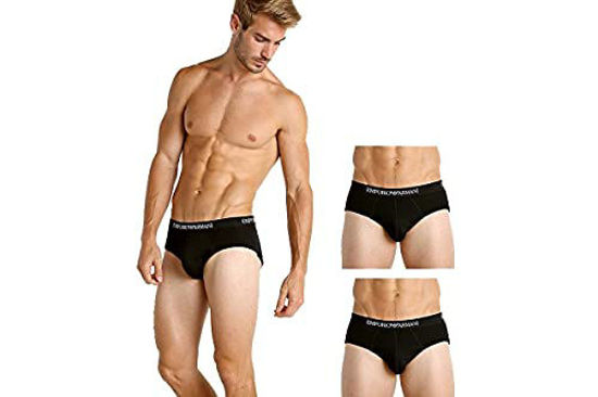 Picture of Emporio Armani Men's Cotton Briefs, Black, Large