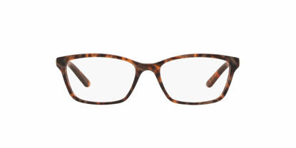 Picture of Ralph by Ralph Lauren Women's RA7044 Cat Eye Prescription Eyewear Frames, Shiny Brown Marble/Demo Lens, 50 mm