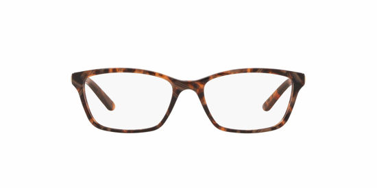 Picture of Ralph by Ralph Lauren Women's RA7044 Cat Eye Prescription Eyewear Frames, Shiny Brown Marble/Demo Lens, 50 mm