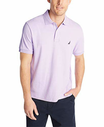 Picture of Nautica Men's Classic Fit Short Sleeve Solid Soft Cotton Polo Shirt, Lavendula, 3XLT Tall