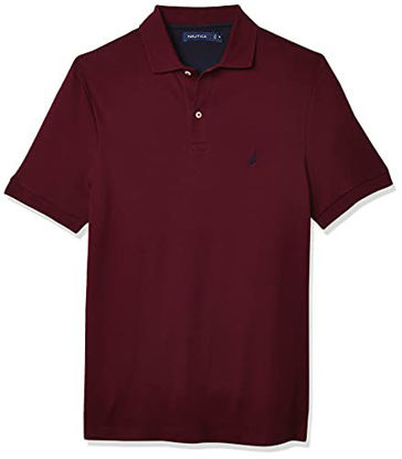 Picture of Nautica Men's Classic Fit Short Sleeve Solid Soft Cotton Polo Shirt, Royal Burgundy, LT Tall