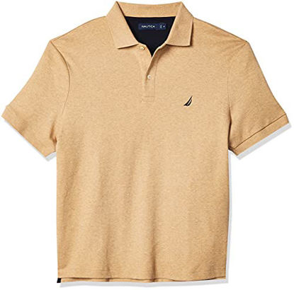 Picture of Nautica Men's Classic Fit Short Sleeve Solid Soft Cotton Polo Shirt, coastal camel heather, 5X Big