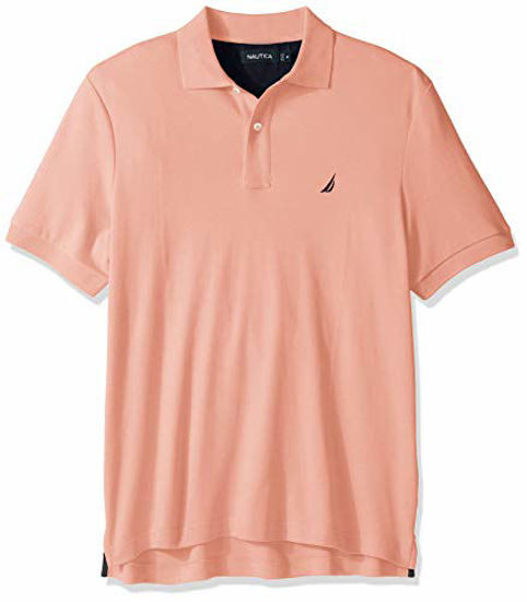 Picture of Nautica Men's Classic Fit Short Sleeve Solid Soft Cotton Polo Shirt, Coral Sands, 2X