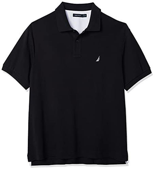 GetUSCart- Nautica Men's Classic Fit Short Sleeve Solid Soft Cotton Polo  Shirt, True Black, 3X-Large