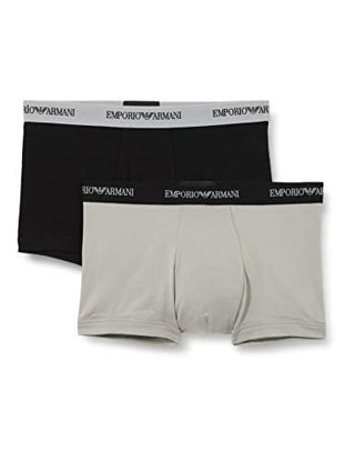 Picture of Emporio Armani Men's 2 Pack Cotton Trunk, Black/Grey, Small