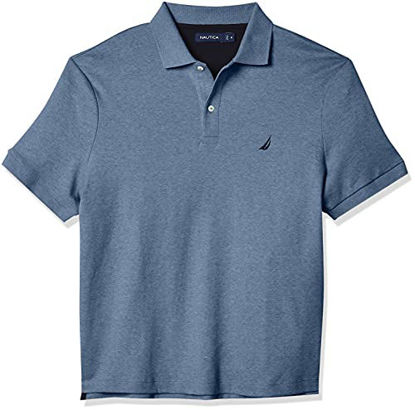 Picture of Nautica Men's Classic Fit Short Sleeve Solid Soft Cotton Polo Shirt, Deep Anchor Heather, 4X Big