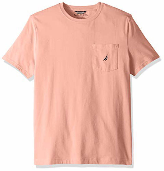 Picture of Nautica Men's Solid Crew Neck Short Sleeve Pocket T-Shirt, Coral Sands, Small