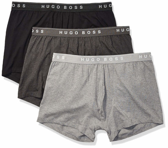 Picture of Hugo Boss Men's 3-Pack Cotton Trunk, New Grey/Charcoal/black, XXL