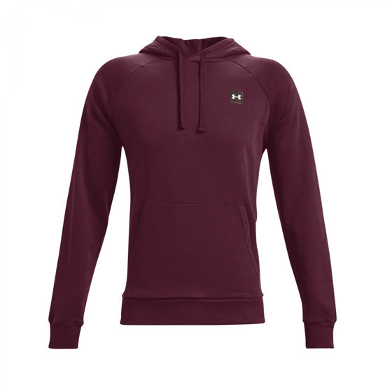 Picture of Under Armour Men's Rival Fleece Hoodie , Dark Maroon (601)/Onyx White , Medium