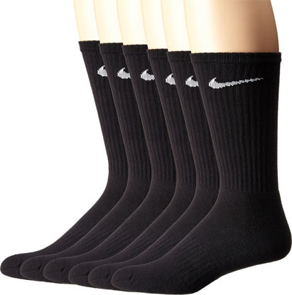Picture of NIKE Unisex Performance Cushion Crew Socks with Band (6 Pairs), Black/White, X-Small