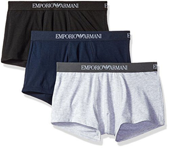 GetUSCart Emporio Armani Men s 3 Pack Cotton Trunks Grey Navy