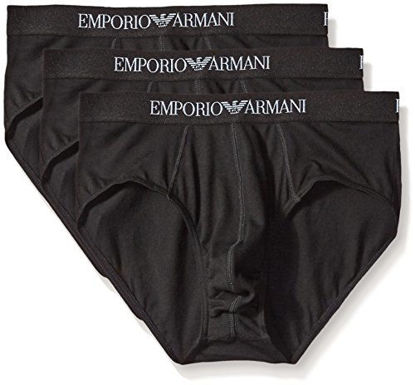 Picture of Emporio Armani Men's Cotton Briefs, 3-Pack, New Black, X-Large