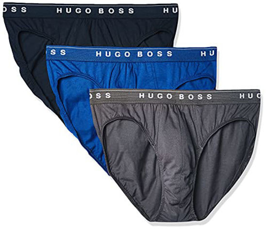 Picture of Hugo Boss Men's Cotton 3 Pack Mini Brief, True Blue/Sky Captain/Forged Iron, Large