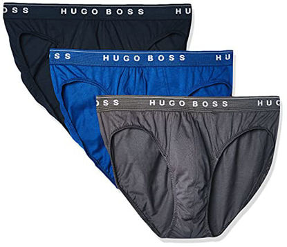 Picture of Hugo Boss 50325381 Men's Cotton 3 Pack Mini Brief, True Blue/Sky Captain/Forged Iron, Small