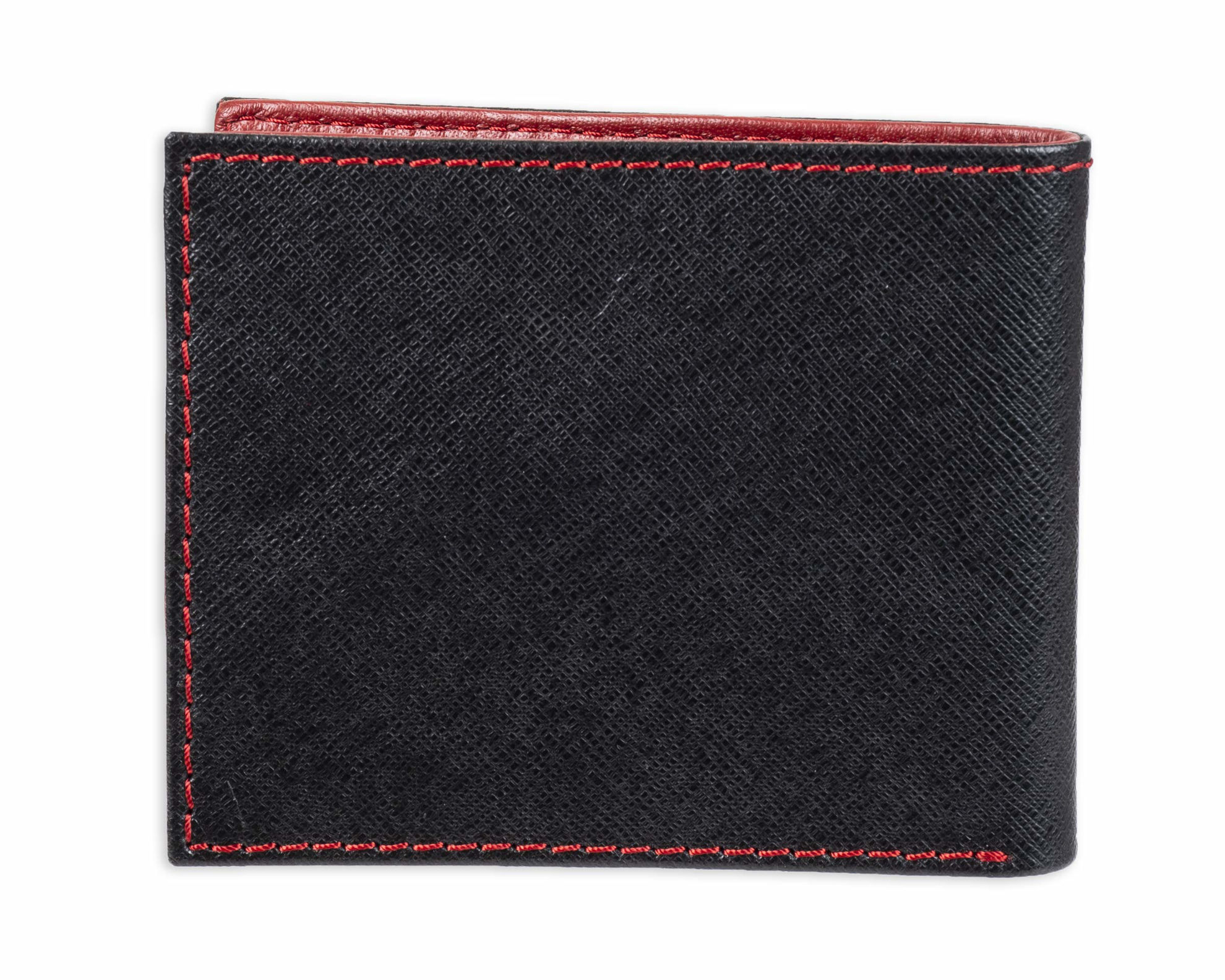 Getuscart- Guess Men's Leather Slim Bifold Wallet, Black Extra Capacity 