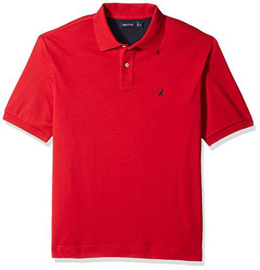 Picture of Nautica Men's Classic Fit Short Sleeve Solid Soft Cotton Polo Shirt, Nautica Red, X-Large