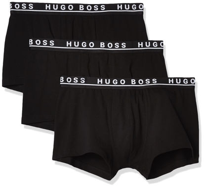 Picture of HUGO BOSS Men's 3-Pack Stretch Cotton Regular Fit Trunks, Black, Large