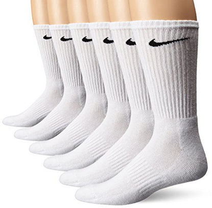 Picture of NIKE Unisex Performance Cushion Crew Socks with Band (6 Pairs), White/Black, Small