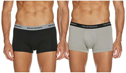 Picture of Emporio Armani Men's 2 Pack Cotton Trunk, Black/Grey, X-Large