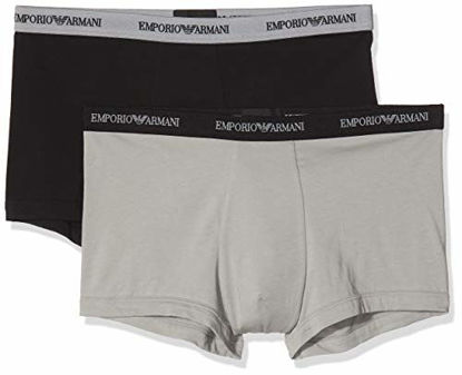 Picture of Emporio Armani Men's 2 Pack Cotton Trunk, Black/Grey, Large