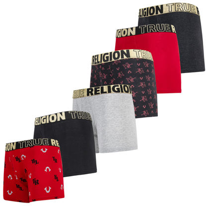 Picture of True Religion Mens Boxer Briefs - Trunks Underwear for Men Pack, 6-Pack Red/Black