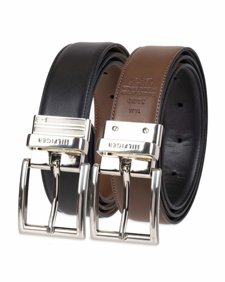 Picture of Tommy Hilfiger Men's Reversible Belt, Black/Brown Silver, 44