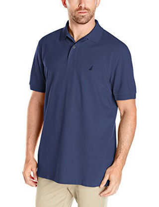 Picture of Nautica Men's Short Sleeve Cotton Pique Polo Shirt, Blue Indigo Solid, Large