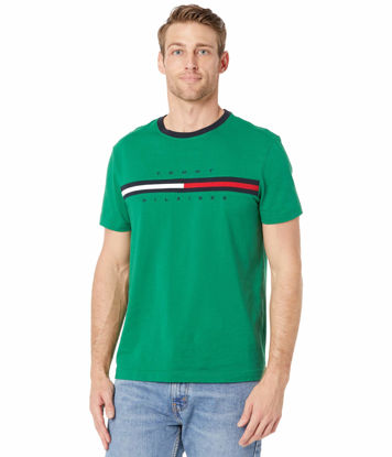 Picture of Tommy Hilfiger Men's Short Sleeve Signature Stripe Graphic T-Shirt, Verdant Green, XL