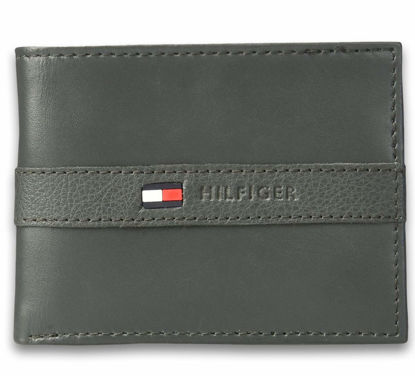 Picture of Tommy Hilfiger Men's Leather Wallet - Thin Sleek Casual Bifold with 6 Credit Card Pockets and Removable ID Window, Gray