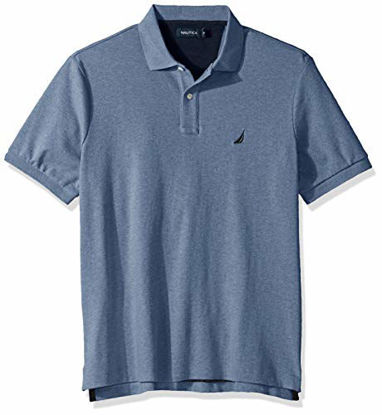 Picture of Nautica Men's Classic Fit Short Sleeve Solid Soft Cotton Polo Shirt, Deep Anchor Heather, Medium