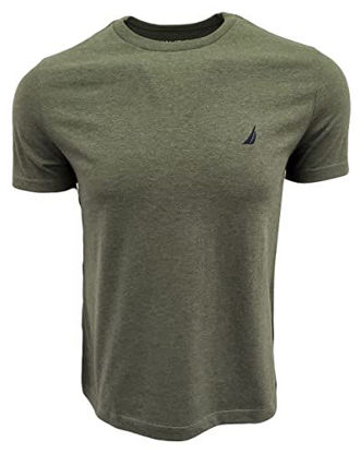 Picture of Nautica Mens Short Sleeve Solid Crew Neck T-Shirt (Large, Olive Heather)