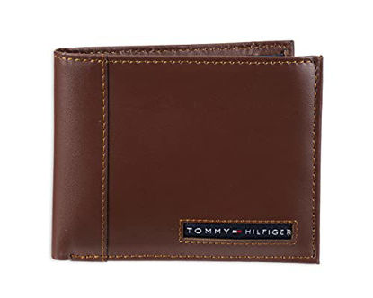 Picture of Tommy Hilfiger Men's Leather Wallet - Thin Sleek Casual Bifold with 6 Credit Card Pockets and Removable ID Window, Tan