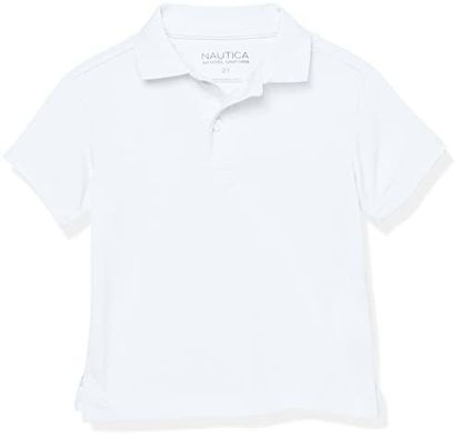 Picture of Nautica boys School Uniform Short Sleeve Performance Polo Shirt, White, 14-16 US