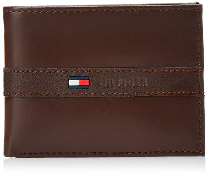 Picture of Tommy Hilfiger Men's Leather Wallet - Thin Sleek Casual Bifold with 6 Credit Card Pockets and Removable ID Window, Cognac