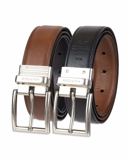 Picture of Tommy Hilfiger mens Reversible Belt, Cognac/Black, 40 US