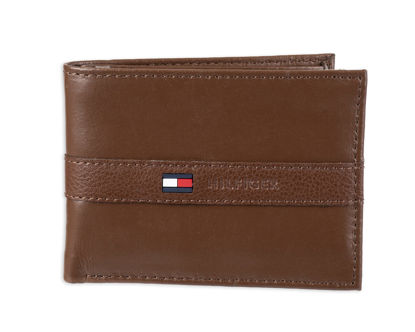 Picture of Tommy Hilfiger Men's Leather Wallet - Thin Sleek Casual Bifold with 6 Credit Card Pockets and Removable ID Window, Light Tan