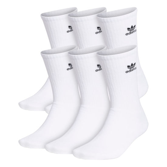 Picture of adidas Originals unisex-adult Trefoil Crew Socks (6-Pair), White, Medium