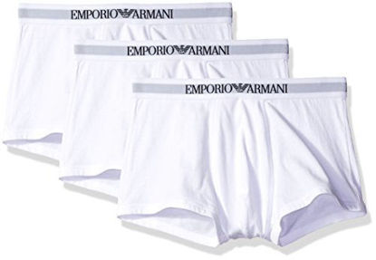 Picture of Emporio Armani Men's 3-Pack Cotton Trunks, New White, Small