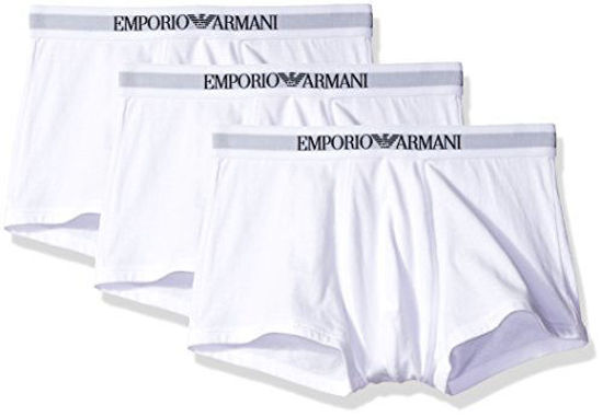 Picture of Emporio Armani Men's 3-Pack Cotton Trunks, New White, Small