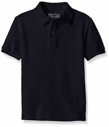 Picture of Nautica Boys' Little Boys' Uniform Short Sleeve Pique Polo, Navy, Large/6