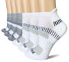 Picture of BERING Women's Performance Athletic Ankle Running Socks, White/Grey, Size 5-7, 6 Pairs