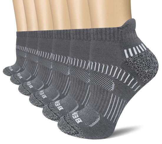 Picture of BERING Women's Performance Athletic Ankle Running Socks, Dark Grey, Size 5-7, 6 Pairs