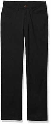 Picture of Nautica boys Flat Front Stretch Twill Chino Khaki Pants, Black 5-pocket, 20 Husky