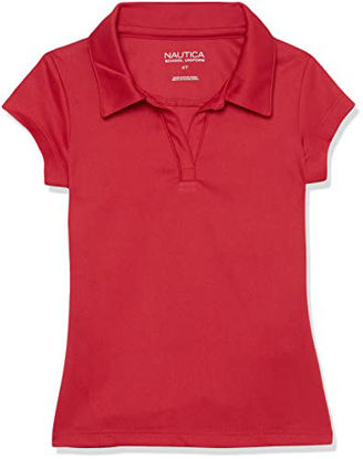 Picture of Nautica Girls Size' School Uniform Short Sleeve Performance Polo, Red, 20 Plus